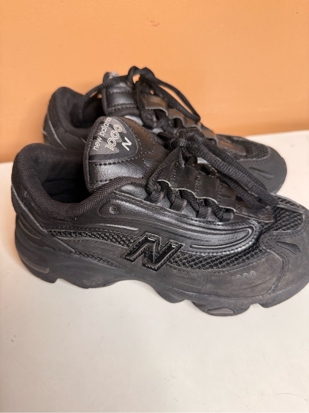 New Balance Kids Black Mesh & Leather Athletic Sneakers
